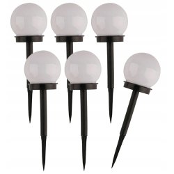 Zestaw 6x Lampa ogrodowa SOLARNA LED ZIMNA KULA