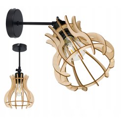 Lampa kinkiet ścienny naE27 regulowany LOFT Drewno