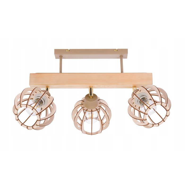 LAMPA drewniana belka sufitowa ŻYRANDOL PLAFON LOFT KASZMIR na 3x KLOSZ E27