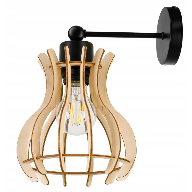 Lampa kinkiet ścienny na 1x E27 stały LOFT Drewno