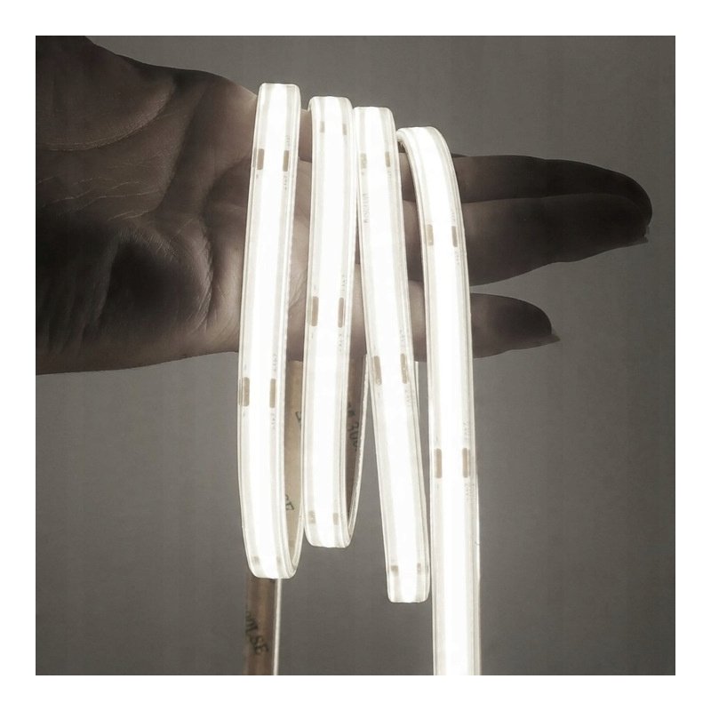 TAŚMA LED COB 1mb 230V 12W IP65 NEUTRALNA IP67 bez zasilacza Hivolt co 10cm