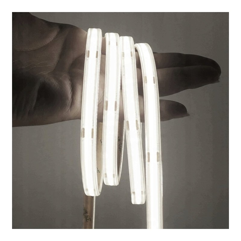 TAŚMA LED COB 1mb 230V 12W IP65 ZIMNA IP67 bez zasilacza Hivolt co 10cm