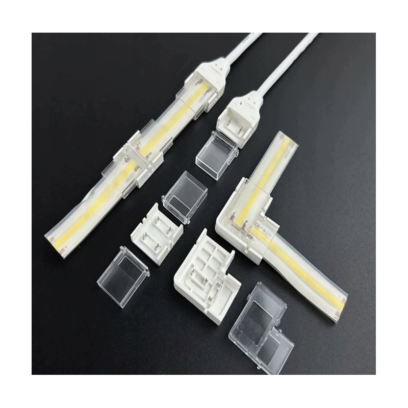 Złączka kątowa na kablu ŁĄCZNIK IP67 do taśm LED COB 10mm 230V Hivolt klik