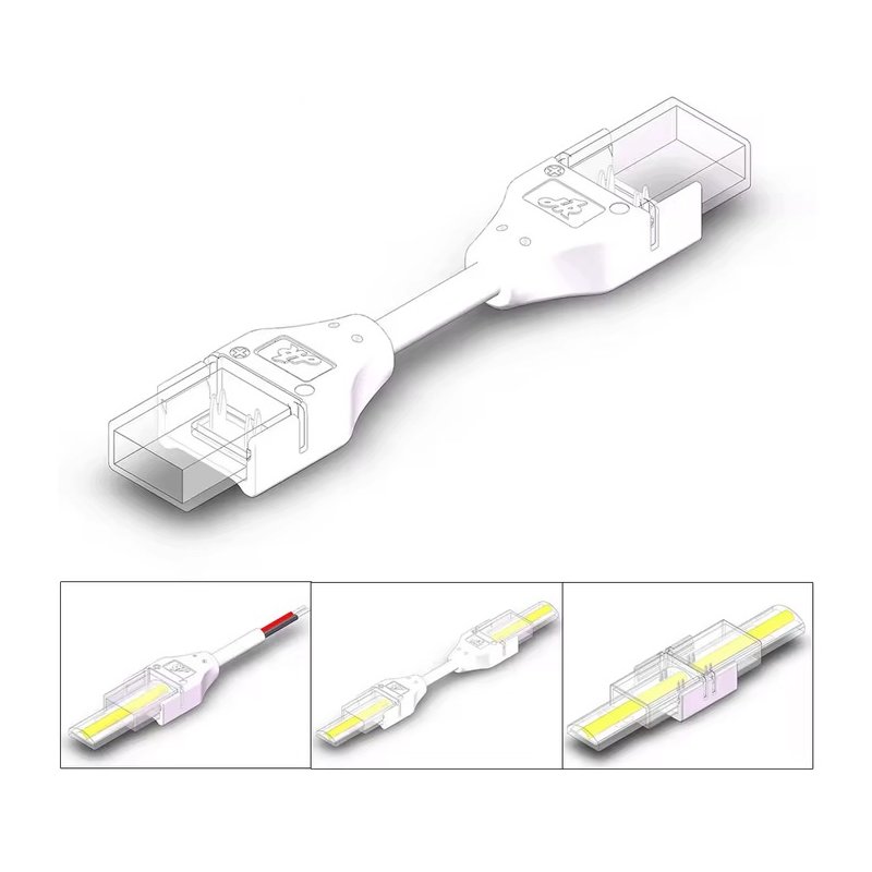 Złączka kątowa na kablu ŁĄCZNIK IP67 do taśm LED COB 10mm 230V Hivolt klik