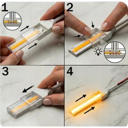 Złączka kątowa na kablu ŁĄCZNIK IP67 do taśm LED COB 10mm 230V Hivolt klik