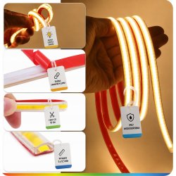 TAŚMA LED COB 1mb 230V 12W IP65 CIEPŁA IP67 bez zasilacza Hivolt co 10cm