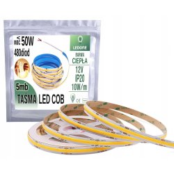 Taśma LED COB linia światła 12V Neon biały Ciepły 5m linia LED Profesjonal