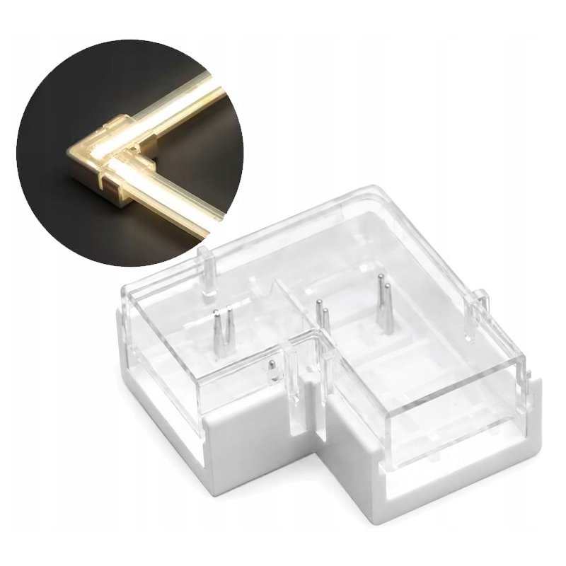 Złączka kątowa ŁĄCZNIK hermetyczna IP67 do taśm LED COB 10mm 230V Hivolt