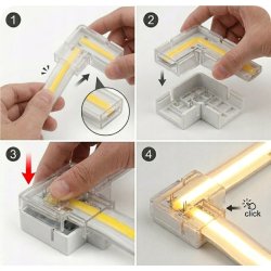 Złączka kątowa ŁĄCZNIK hermetyczna IP67 do taśm LED COB 10mm 230V Hivolt
