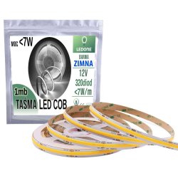 Taśma dekoracyjna LED COB linia 12V 7W/mb Neon biała Zimna 320diod 1m