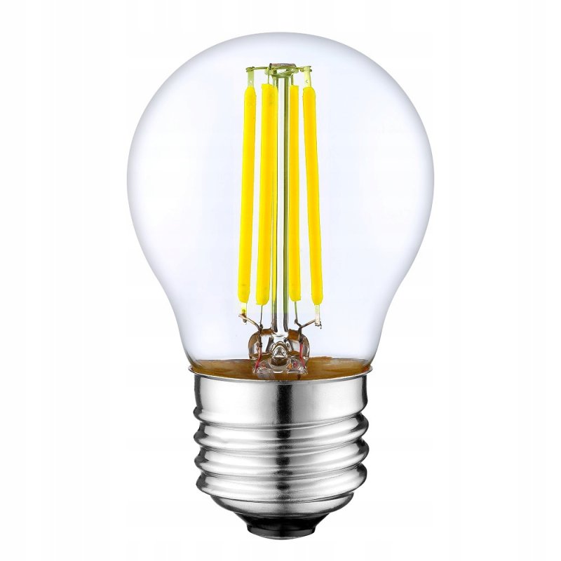 Żarówka E27 LED filament G45 4W kulka mała barwa ZIMNA