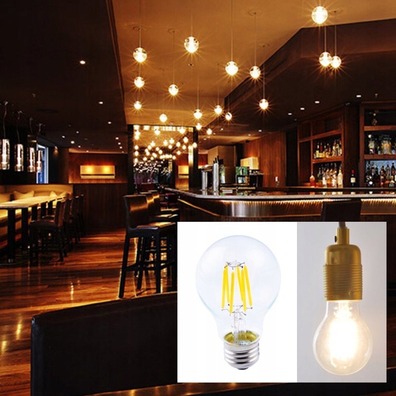 ŻARÓWKA E27 LED FILAMENT 6W BIAŁA ZIMNA EDISON A60