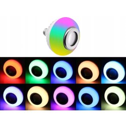 ŻARÓWKA LED E27 RGB KOLOROWA sterowana na Pilota IR z głośnikiem BLUETOOTH