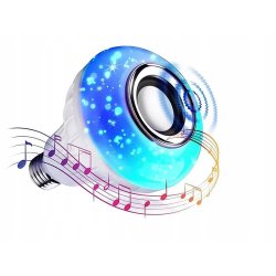 ŻARÓWKA LED E27 RGB KOLOROWA sterowana na Pilota IR z głośnikiem BLUETOOTH