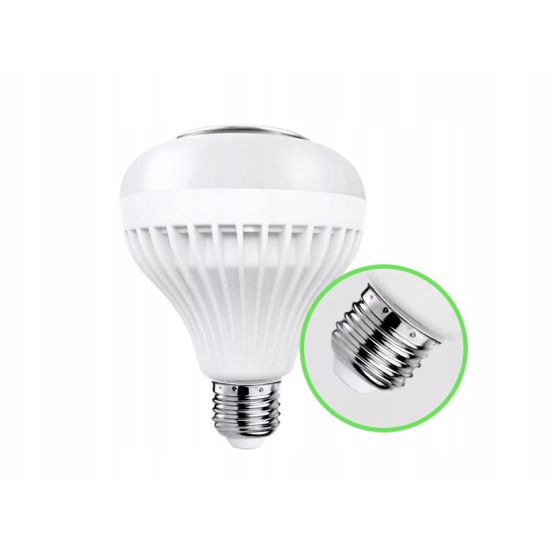 ŻARÓWKA LED E27 RGB KOLOROWA sterowana na Pilota IR z głośnikiem BLUETOOTH