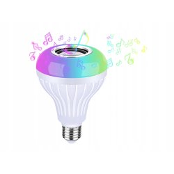 ŻARÓWKA LED E27 RGB KOLOROWA sterowana na Pilota IR z głośnikiem BLUETOOTH