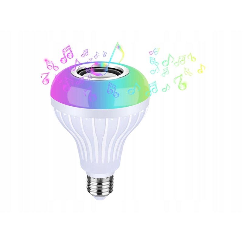 ŻARÓWKA LED E27 RGB KOLOROWA sterowana na Pilota IR z głośnikiem BLUETOOTH