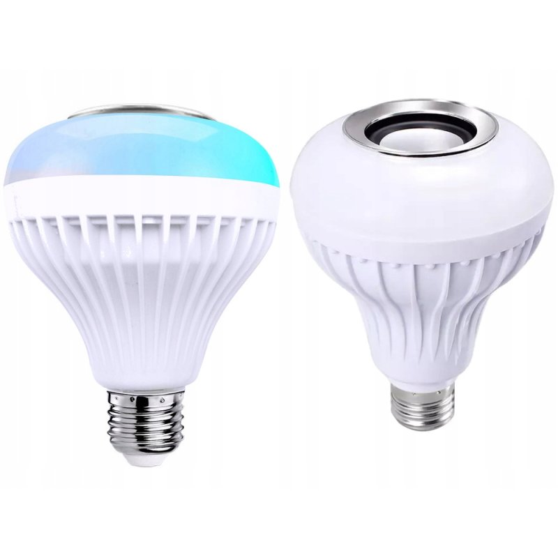 ŻARÓWKA LED E27 RGB KOLOROWA sterowana na Pilota IR z głośnikiem BLUETOOTH