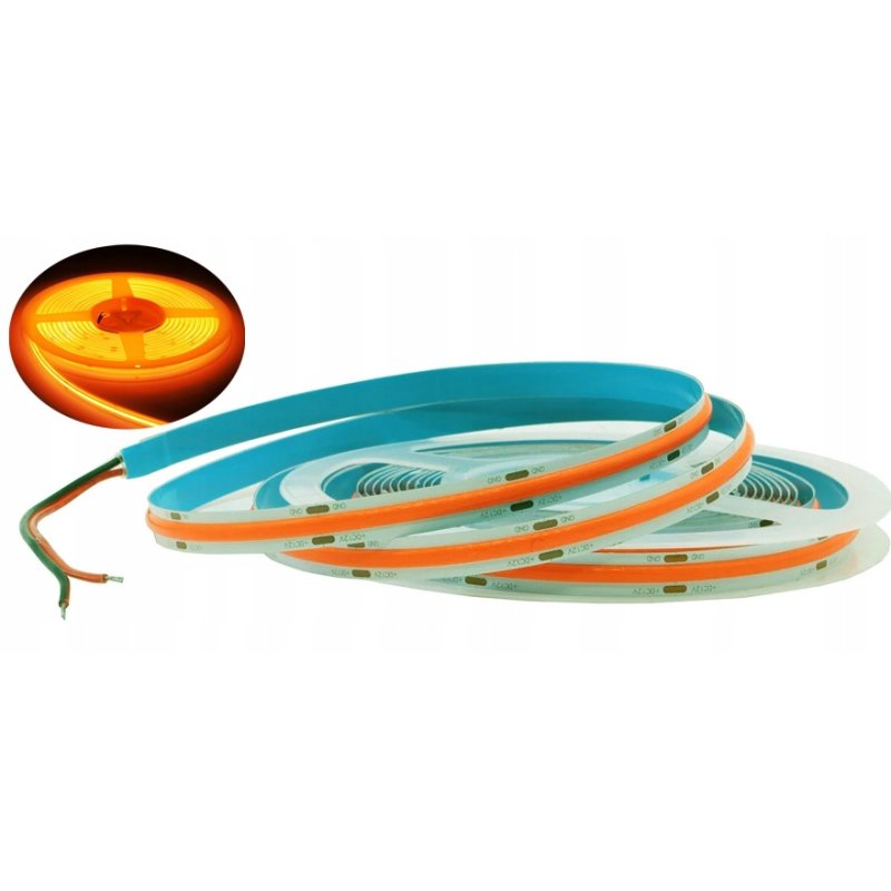 Taśma LED COB 12V 8mm 11W/m 480 d. linia neon barwa kolor POMARAŃCZOWA 1mb