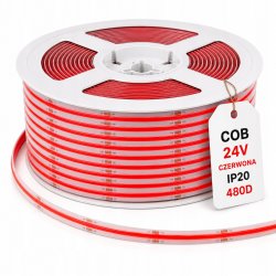 TAŚMA LED COB 24V 480diod/mb PRO 11W/m neon KOLOR CZERWONY 1m LINIA światła