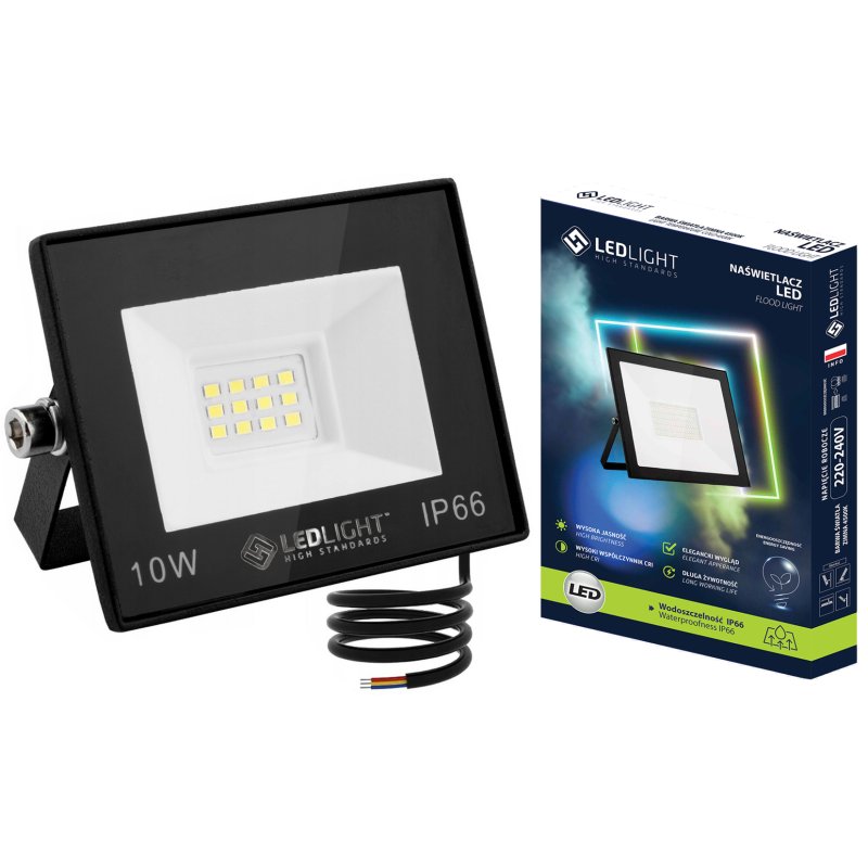 HALOGEN LED 10W NAŚWIETLACZ SLIM ZEWNĘTRZNY IP66 ROBOCZY BIAŁY zimny