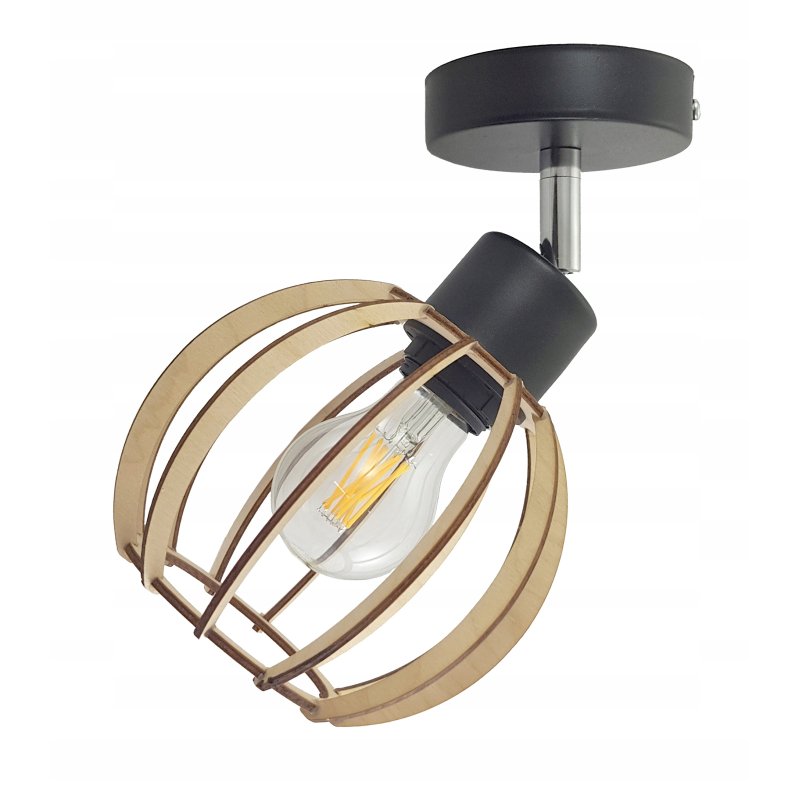 Klosz DREWNIANY do lamp na E27 LOFT KULA drewno