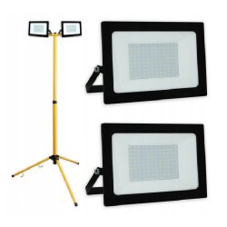 Naświetlacz halogen LED 2x 50W + STOJAK statyw budowlany podwójny