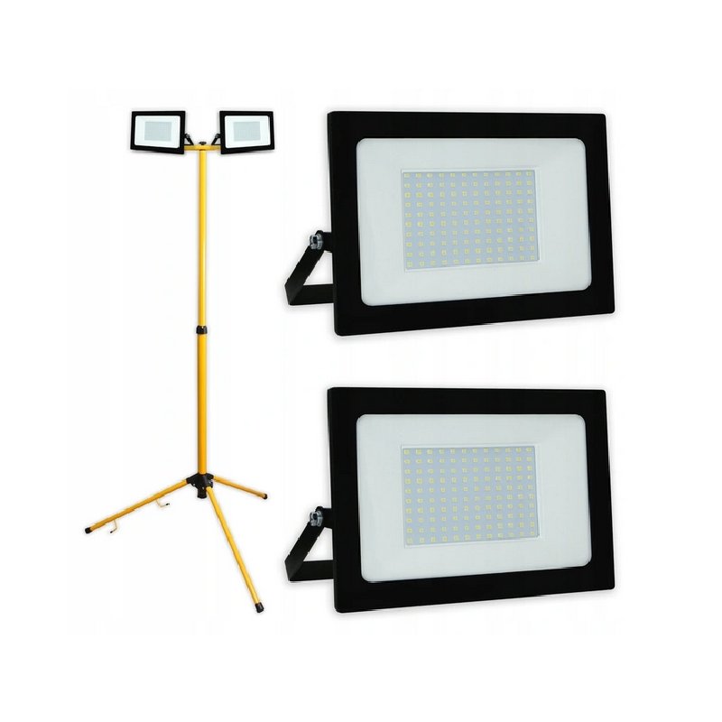 Naświetlacz halogen LED 2x 50W + STOJAK statyw budowlany podwójny