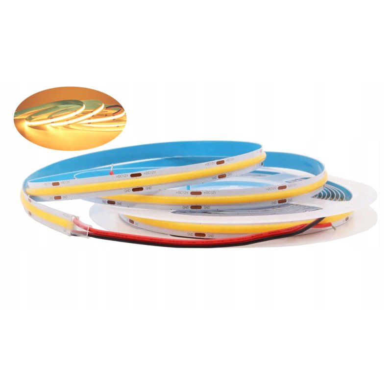 TAŚMA LED COB 12V 480diod/mb PRO 10w/m neon KOLOR ŻÓŁTY 1m LINIA światła
