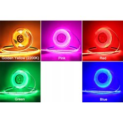 TAŚMA LED COB 12V 480diod/mb PRO 10w/m neon KOLOR ŻÓŁTY 1m LINIA światła