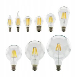 Żarówka E27 filament LED 8W duża dekoracyjna G80 biała CIEPŁA BAŃKA