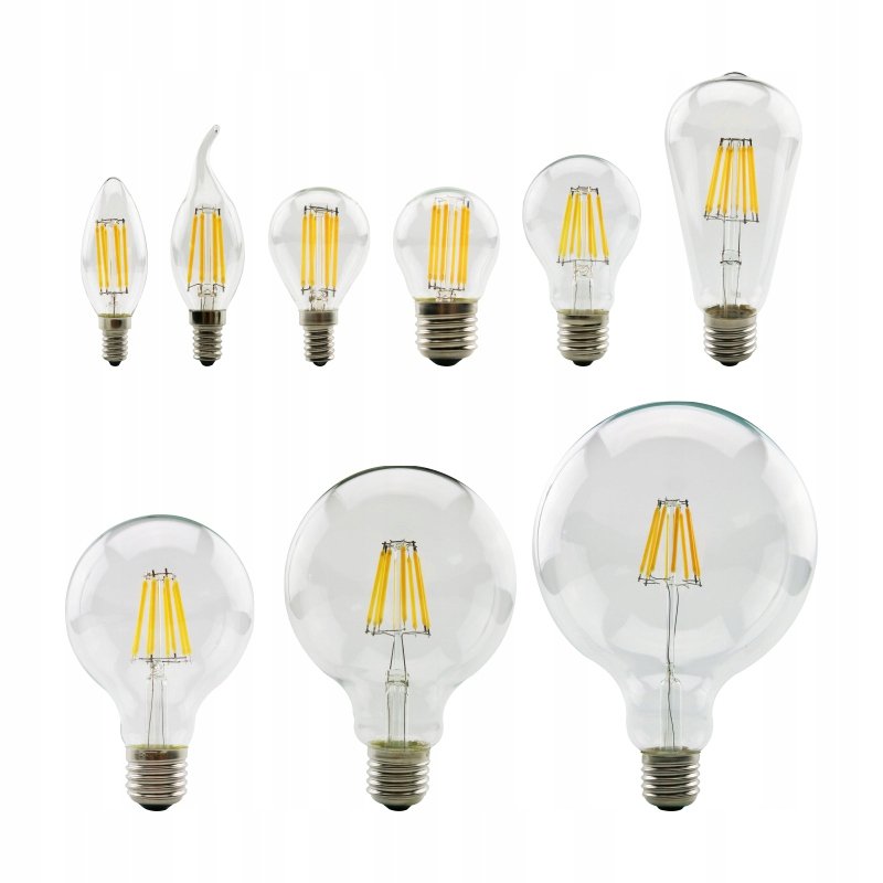 Żarówka E27 filament LED 8W duża dekoracyjna G80 biała CIEPŁA BAŃKA