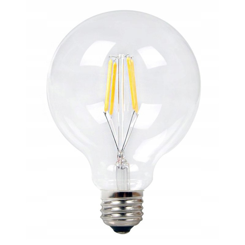 Żarówka E27 filament LED 8W duża dekoracyjna G80 biała CIEPŁA BAŃKA