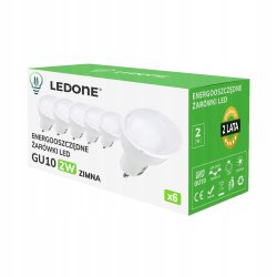 6x Żarówka LED GU10 2W Barwa ZIMNA Premium Energooszczędne Zestaw LEDOWY