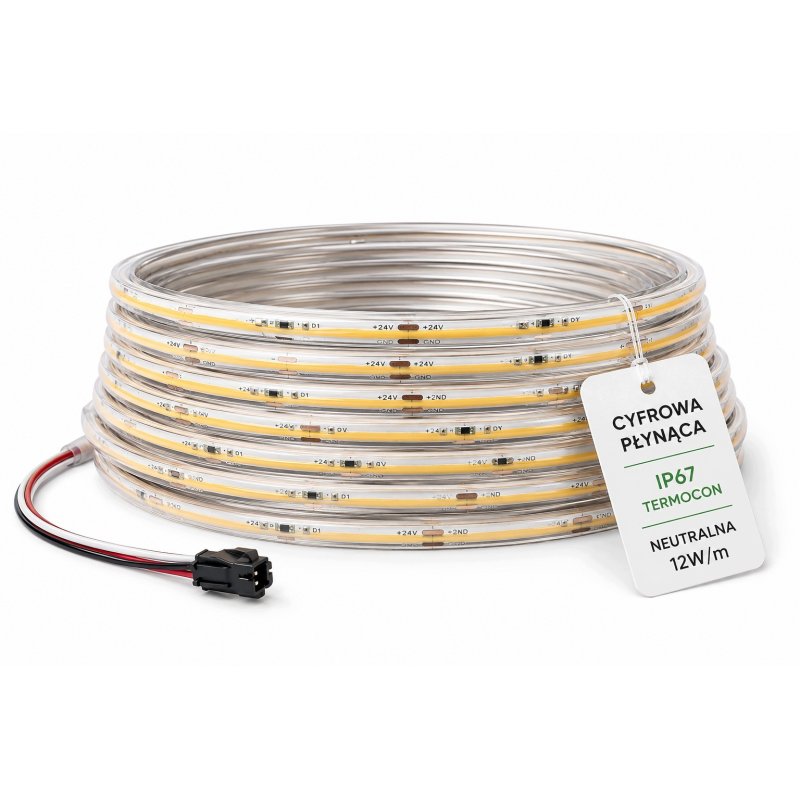 TAŚMA LED COB termo IP67 24V 360d Magic Pixel PŁYNĄCA WS2811 cyfrowa 10m NW