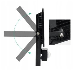 HALOGEN LED 100W NAŚWIETLACZ z czujnikiem ruchu PIR SLIM IP66 ROBOCZY zimny