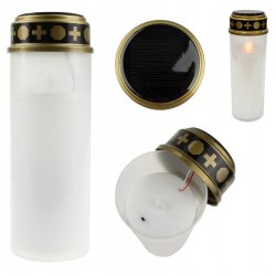 ZNICZ SOLARNY LED IP44 LAMPION MIGAJĄCY płomień WKŁAD do zniczy duży 21cm