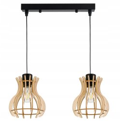 LAMPA sufitowa wisząca zwis Loft Drewno 2x E27