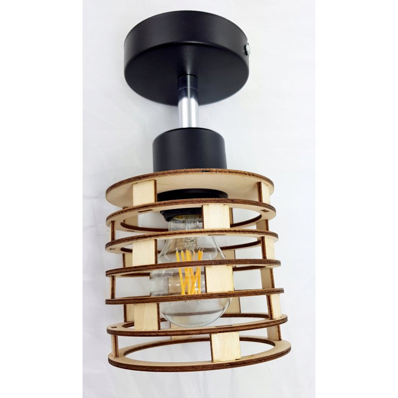 Klosz DREWNIANY do lamp E27 LOFT SPRĘŻYNA drewno
