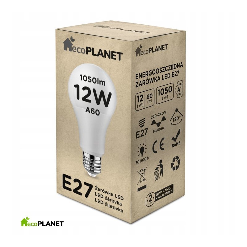 Żarówka LED E27 A60 biała 12W 1050lm BARWY światła NW WW CW do wyboru