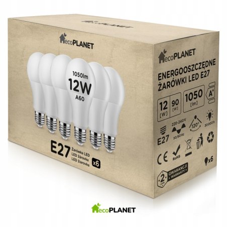 6x Żarówka LED E27 A60 12W...