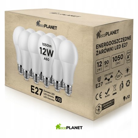 10x Żarówka LED E27 A60 12W...