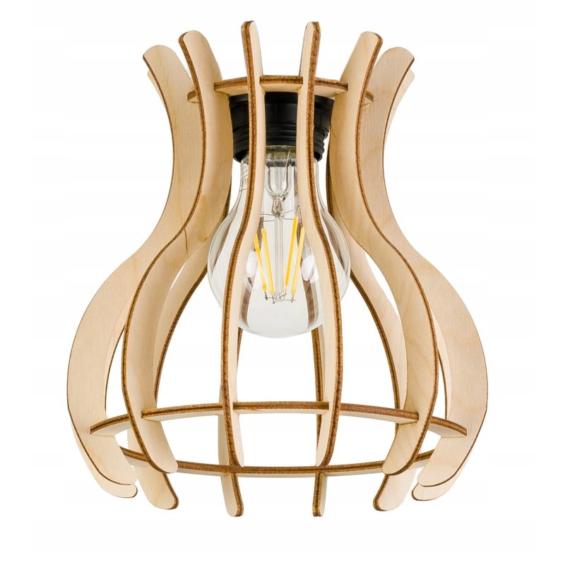 Klosz DREWNIANY do lamp na E27 LOFT 18cm drewno