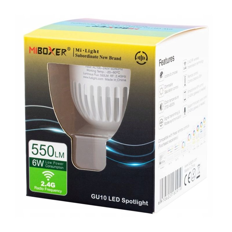 Żarówka INTELIGENTNA LED MiLight FUT107 GU10 6W CCT strefowa RF SMART