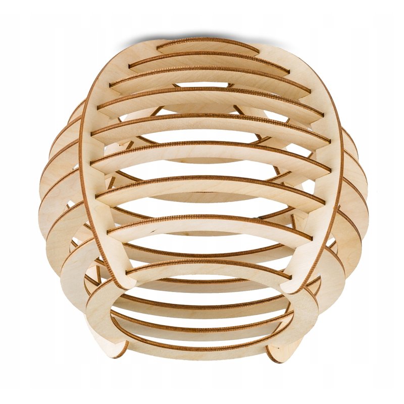 Klosz DREWNIANY do lamp E27 loft kula sfera drewno