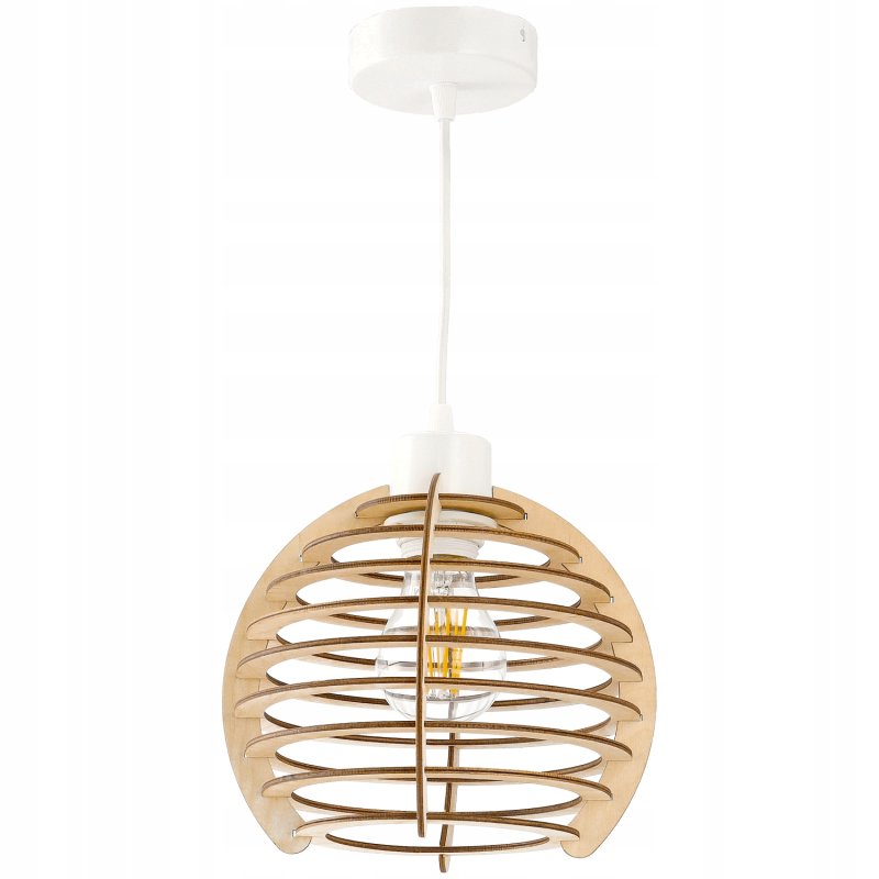 Klosz DREWNIANY do lamp E27 loft kula sfera drewno