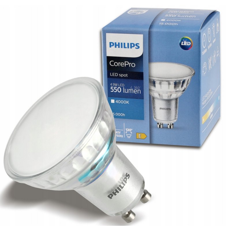 6x Żarówka LED PHILIPS 4.9W Corepro LED spot 550lm GU10 4000 K neutralna