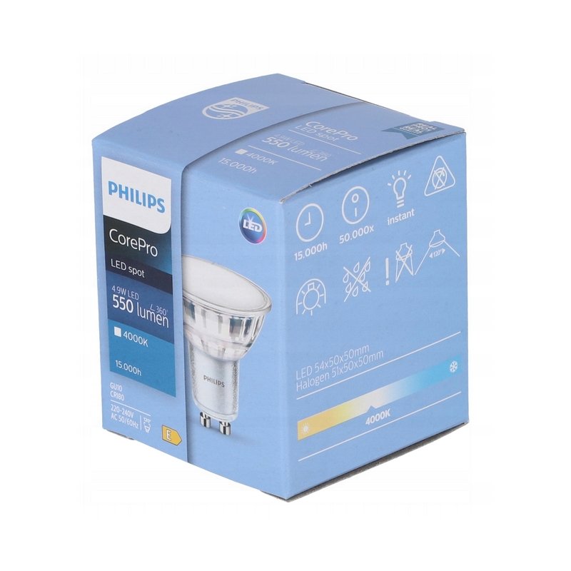 6x Żarówka LED PHILIPS 4.9W Corepro LED spot 550lm GU10 4000 K neutralna