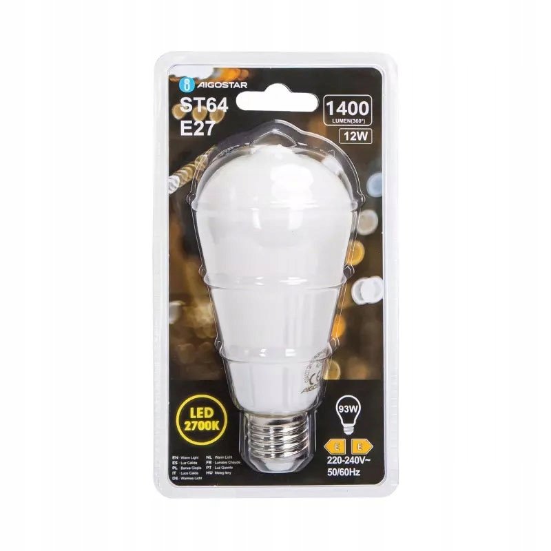 Żarówka E27 ST64 LED 12W Filament biała ciepła SZKLANA MLECZNA