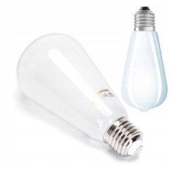 Żarówka E27 ST64 LED 12W Filament biała zimna SZKLANA MLECZNA